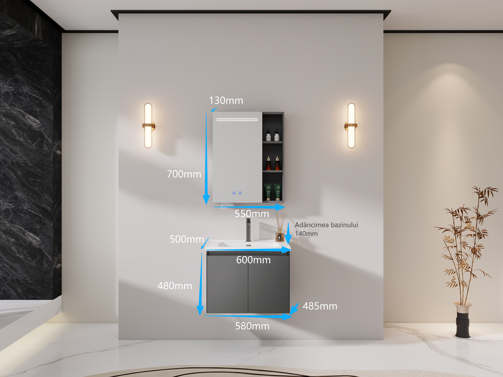 1312-60.png Set Mobilier, Baie, Gri Inchis, VT1312G-60 - imagine 1